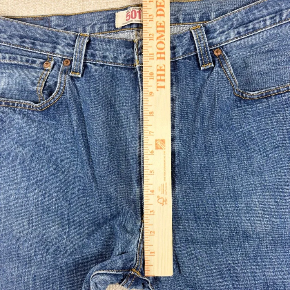 Levis 501 Mens Straight Leg Button Fly Medium Wash Denim Jeans 36x36